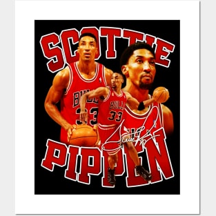 Scottie Pippen Basketball Legend Signature Vintage Retro 80s 90s Bootleg Rap Style Posters and Art